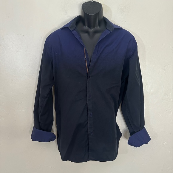 Bugatchi Gradient Contrast Long Sleeve Shirt 23" armpit to armpit - Picture 1 of 6